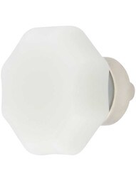 Milk-White Octagonal Glass Knob with Brass Base 1 5/8-Inch Diameter in Polished Nickel.